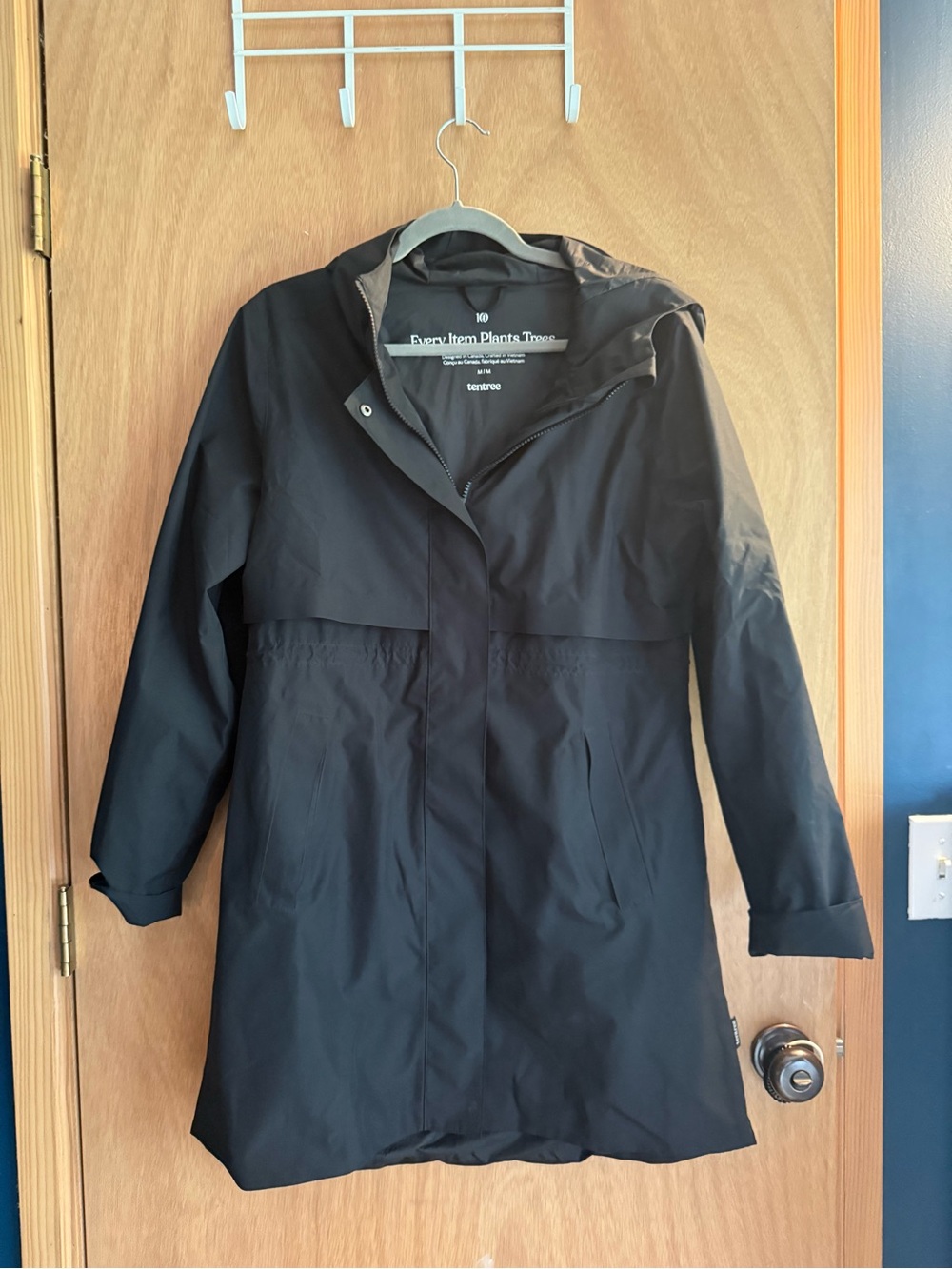 tentree Black Hooded Trench Coat
